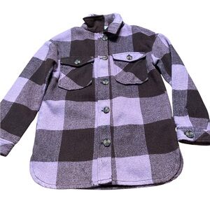 H&M Plaid Shacket Jacket Purple Brown | Girls 8–9Y